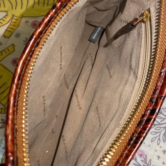 Brahmin crocodile baguette bag